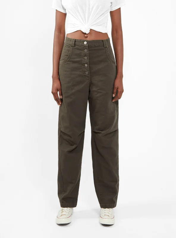 Farris Trousers Dark Olive Trousers practical easy-care