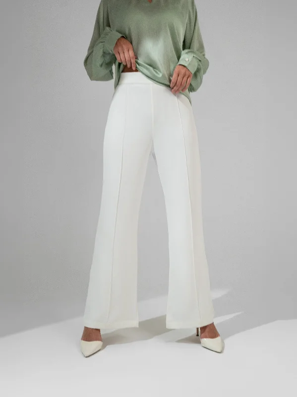 High-waist flared trousers – White Trousers Velvet Soft