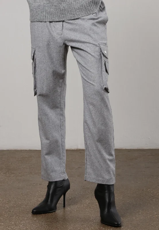 INNOCENT TROUSERS GREY MARL Trousers Leather Faux