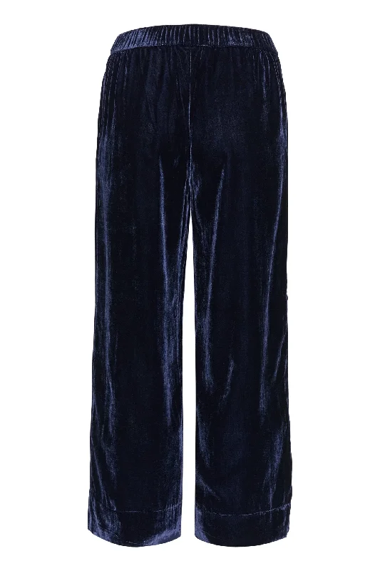 Part Two Lorine Navy Velvet Trousers 30308866 Trousers Custom Made