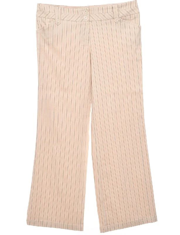 Pink Low Rise Striped Trousers - W34 L31 Trousers Satin Smooth