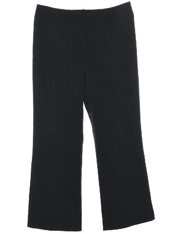 Pinstriped Black Classic Trousers - W31 L28 Trousers Office Stylish