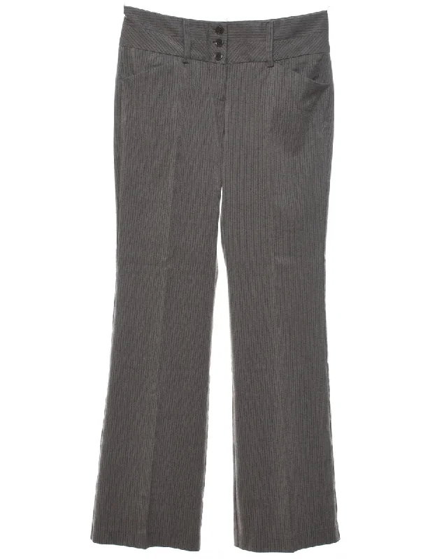 Pinstriped Black Silk Trousers - W30 L32 Trousers Hiking Durable