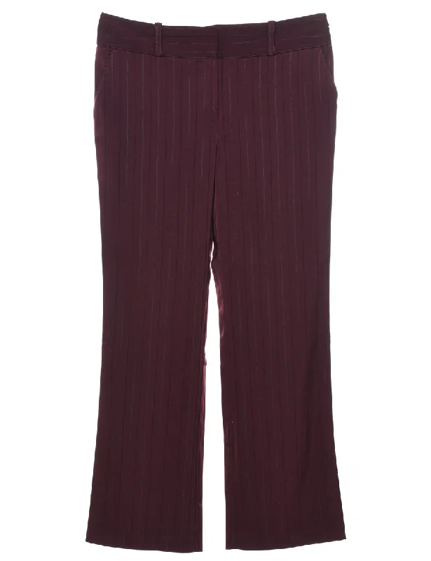 Pinstripes Plum Trousers - W34 L32 Trousers Plaid Checkered