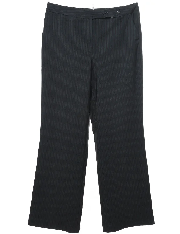 Plain Black Striped Trousers - W34 L31 Trousers Gym Athletic