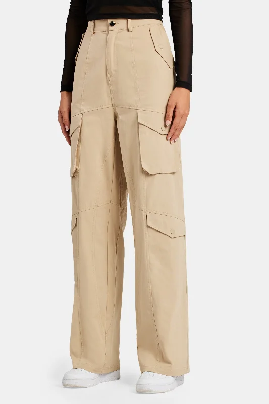 Relaxed Fit Multi Pocket Cargo Trouser Trousers Culottes Wide Leg