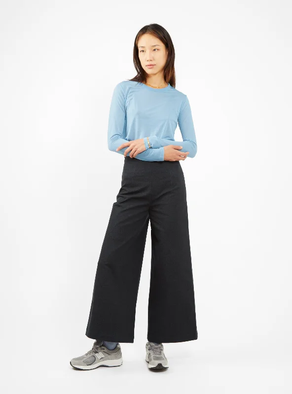 Signature Wide-Leg Trousers Navy Trousers Modern Contemporary