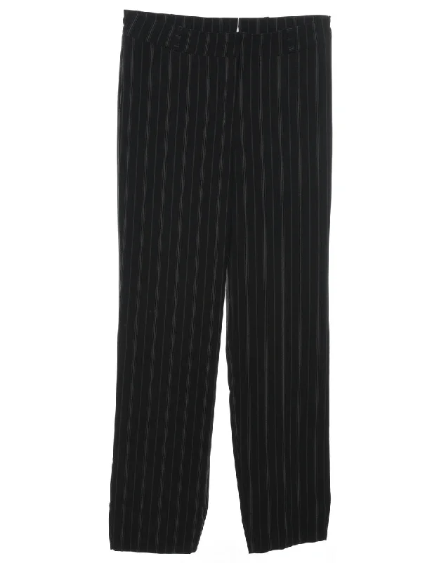 Striped Black Trousers - W30 L29 Trousers Leather Faux