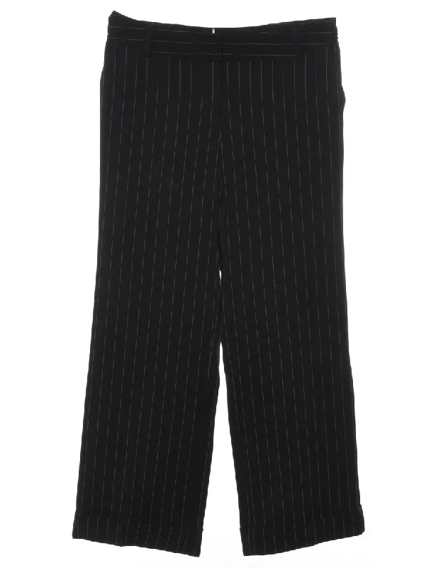 Striped Black Trousers - W32 L29 Trousers Palazzo Wide Leg