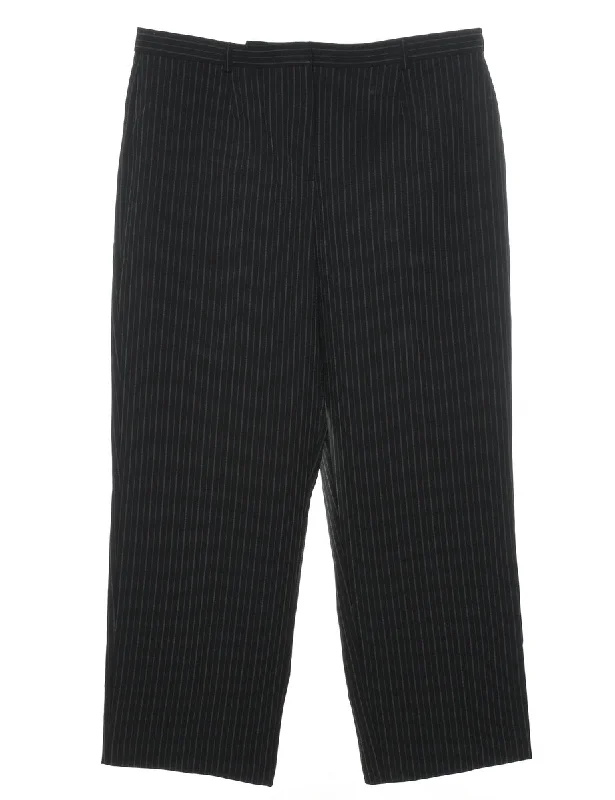 Striped Black Trousers - W35 L27 Trousers Solid Black