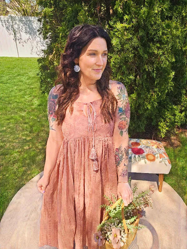Clay Embroidered Dress