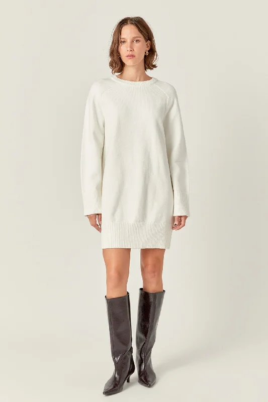 Cozy Round Sweater Dress - Off White