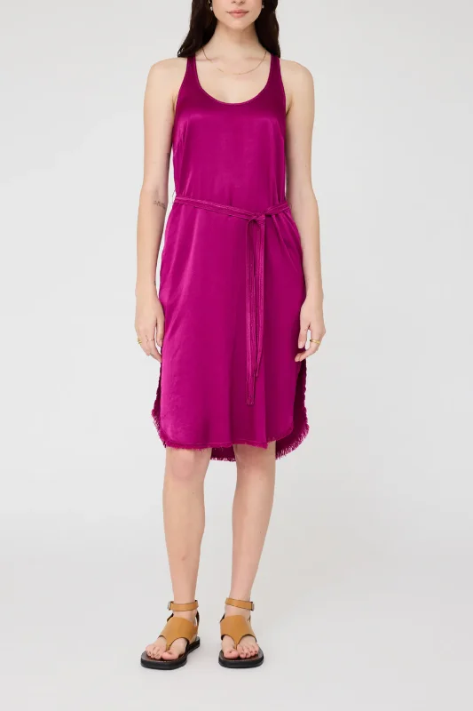 Effie Tank Dress | Pebble Satin Magenta