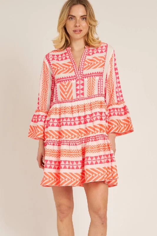 Bring on the Sun Embroidered 3/4 Sleeve Dress