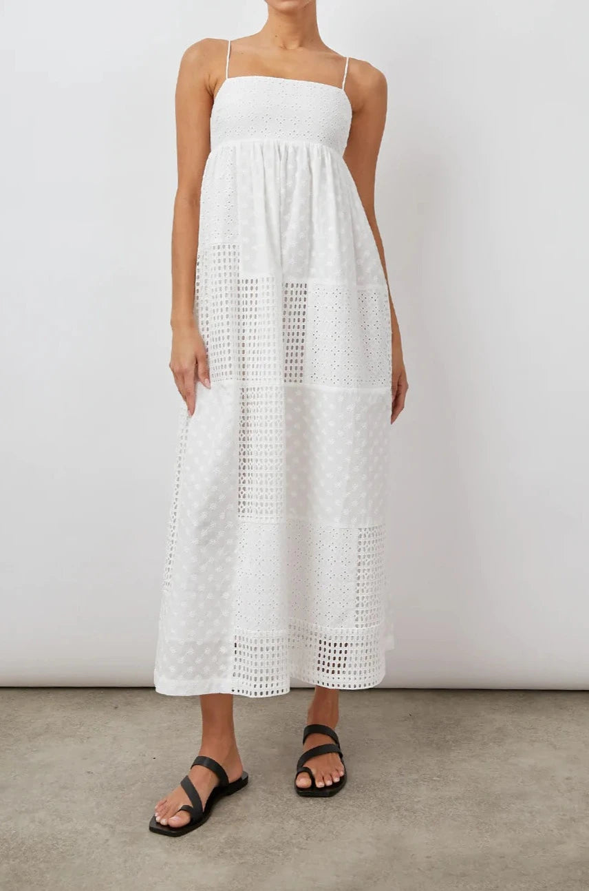 LUCILLE DRESS - WHITE EYELET MIX