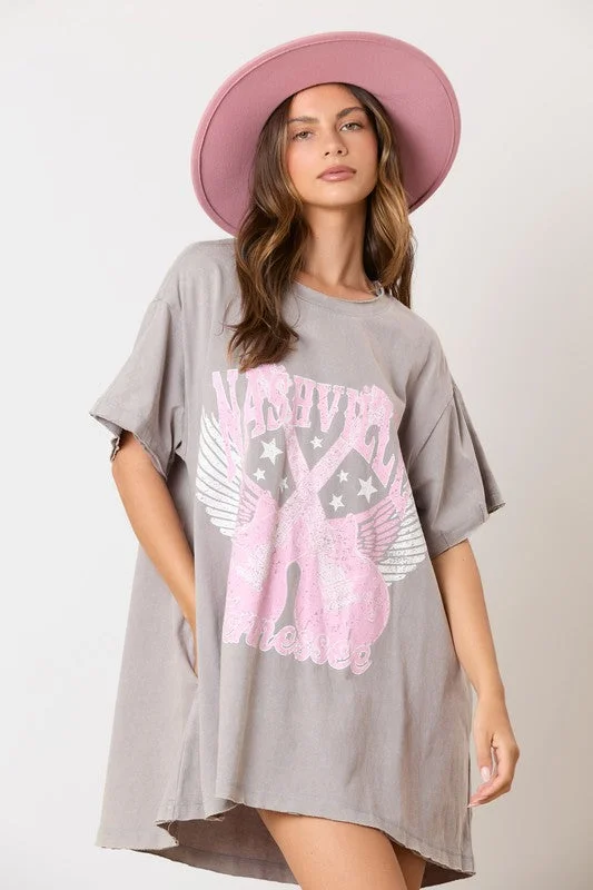 Nashville Graphic Tee Dress With Pockeys