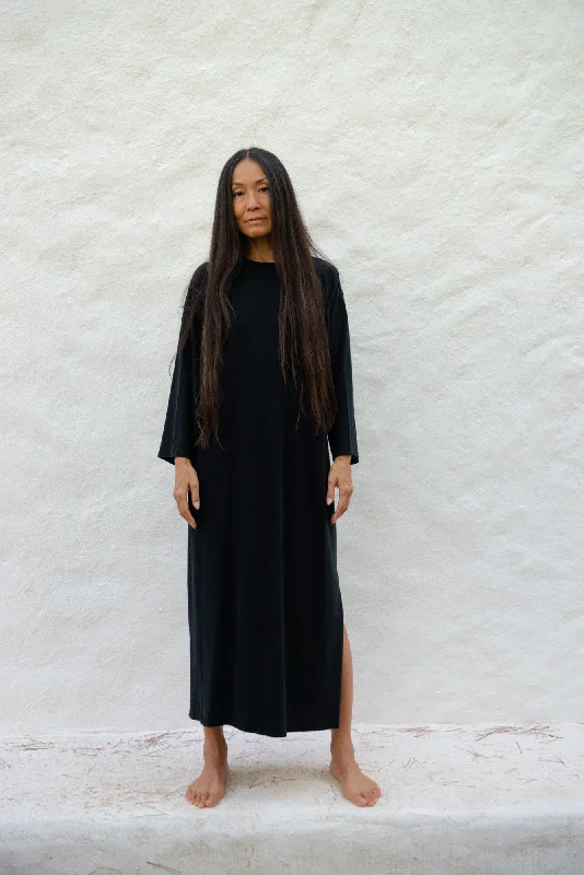 Japanese Silk Jersey Pina Dress by Can Pep Rey -black