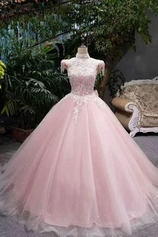 New Arrival Pink Quinceanera Dresses Lace Up With Appliques And Beading Lace Up Tunics Practical easy-care