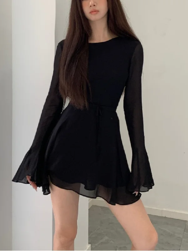 Zjkrl - Bodycon Black Y2k Mini Dress Women Elegant Slim Sexy Even Party Dress Office Lady Backless Dress Korean Fashion 2023 Autumn Chic Casual Short Summer