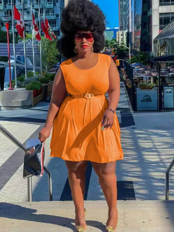 Sleeveless Round Neck Solid Mini Dresses Tunics Review highly