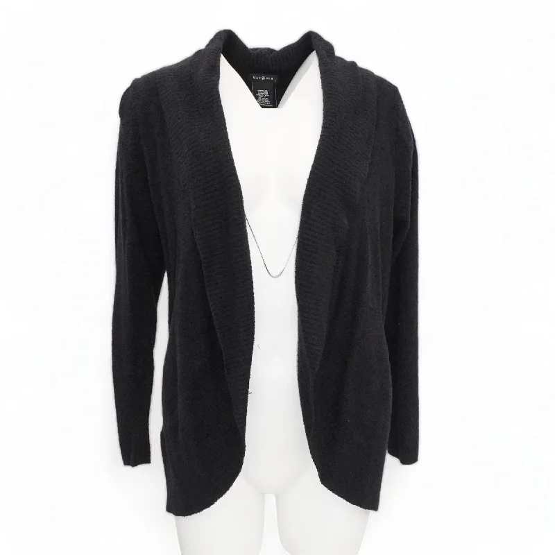 Black Solid Cardigan Sweater Sequined Glittery Shiny