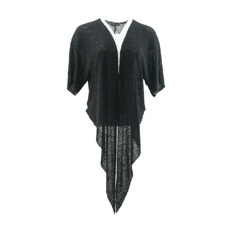 Black Solid Cardigan Sweater Iron Safe Non-Iron Wrinkle Free