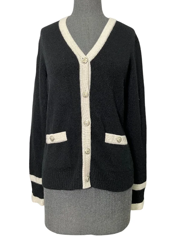 CHANEL 07C Cashmere CC Logo Button Cardigan Size M Stretchy Elastic Breathable