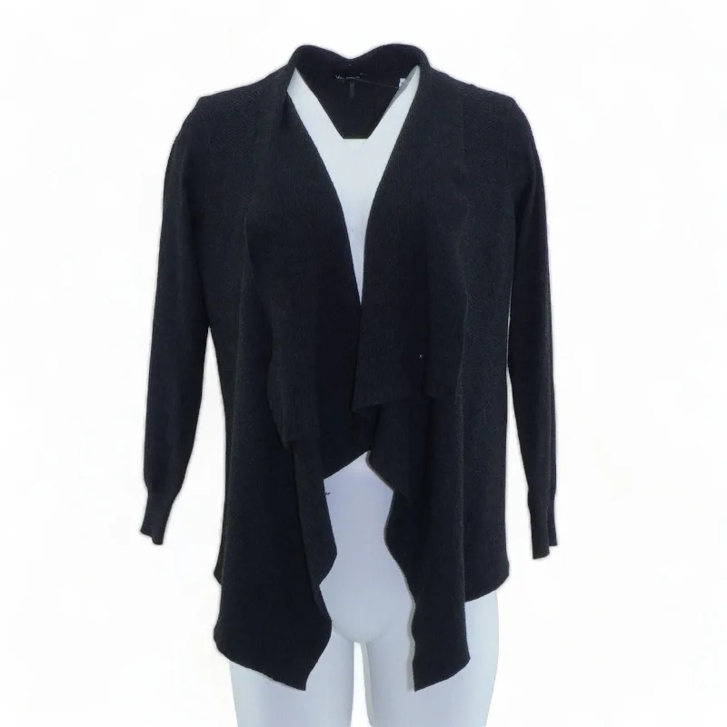 Charcoal Solid Cardigan Sweater Lace Blend Ribbed Blend Corduroy Blend