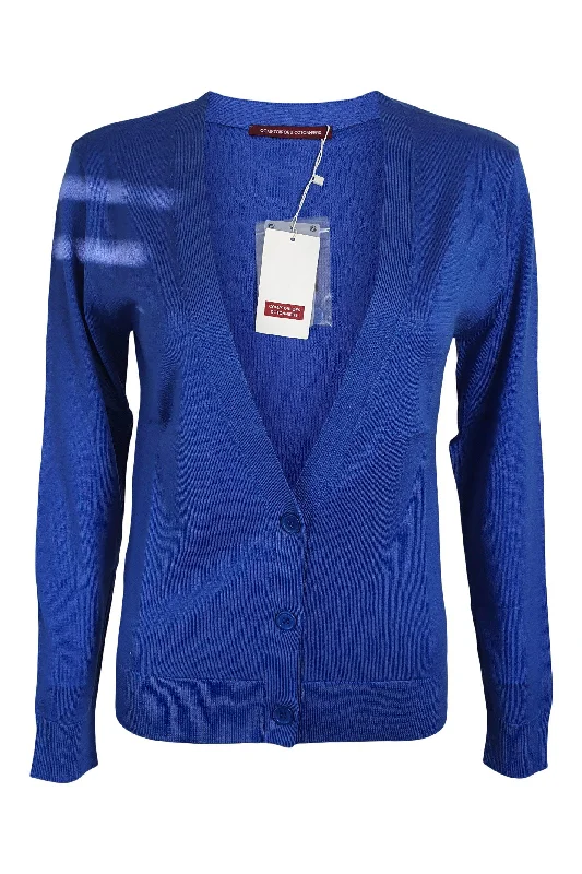 COMPTOIR DES COTONNIERS Cotton Blend Amparo Blue Cardigan (S | FR 34 /36 | UK 08) Terry Blend Velvet Blend Canvas Blend