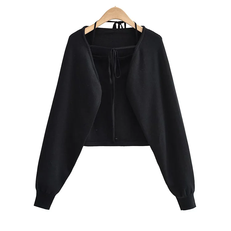 New built-in suspender blouse lazy cardigan top  7459 Lightweight Heavyweight Midweight