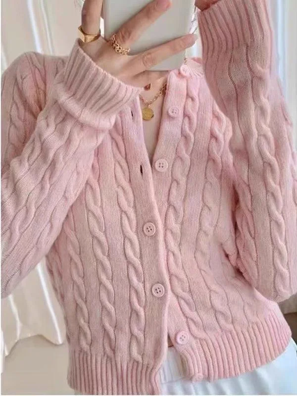 Retro Twist Women Cardigan Sweater Open Front Closed Front Wrap Front