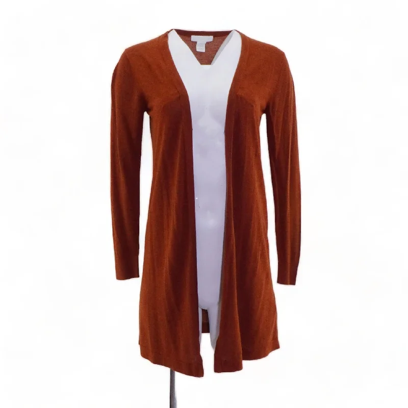 Rust Solid Cardigan Sweater Stylish Fashionable Trendy