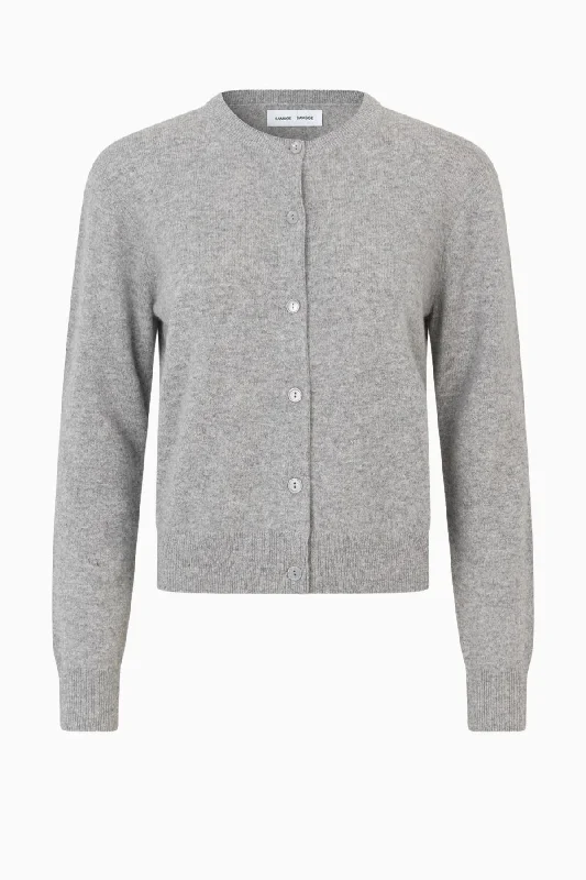 Samsøe Samsøe Saboston Cardigan - Grey Melange Elasticated Padded Insulated