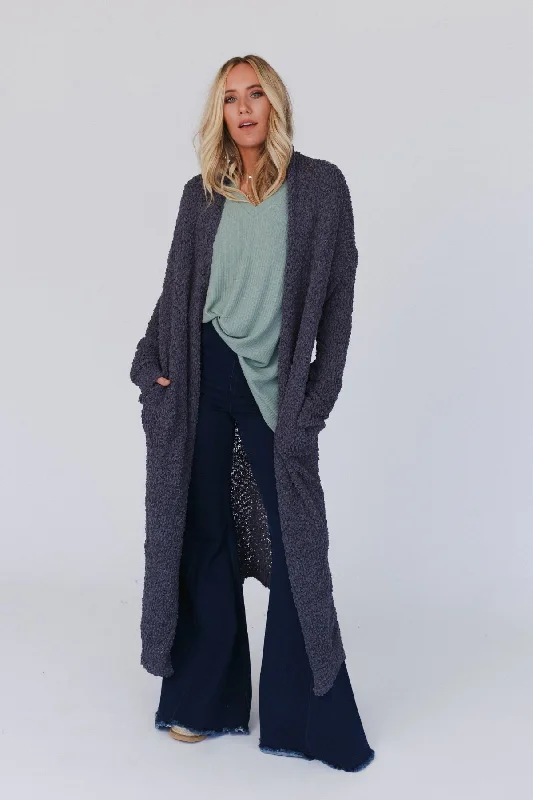 Wednesday Duster Cardigan - Charcoal Neon metallic Matte