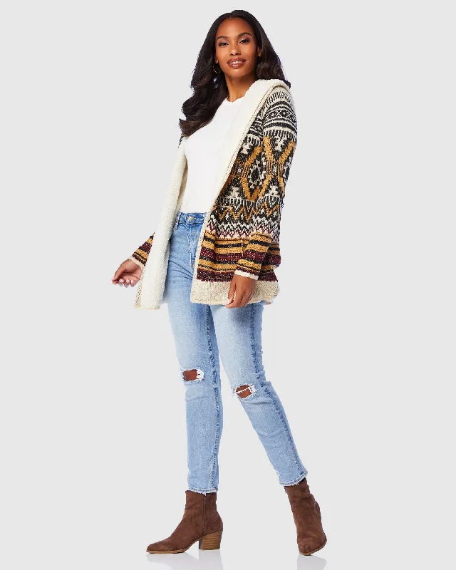 Aztec Sherpa Lined Cardigan Button Cardigan Zip Cardigan Pullover Cardigan