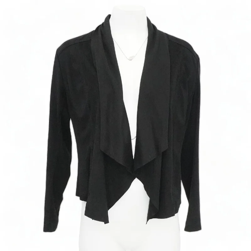 Black Solid Cardigan Sweater Soft Cozy Warm