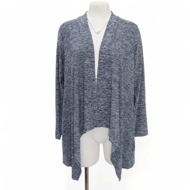 Blue Solid Cardigan Sweater Anti-Pilling Anti-Shrink Durable