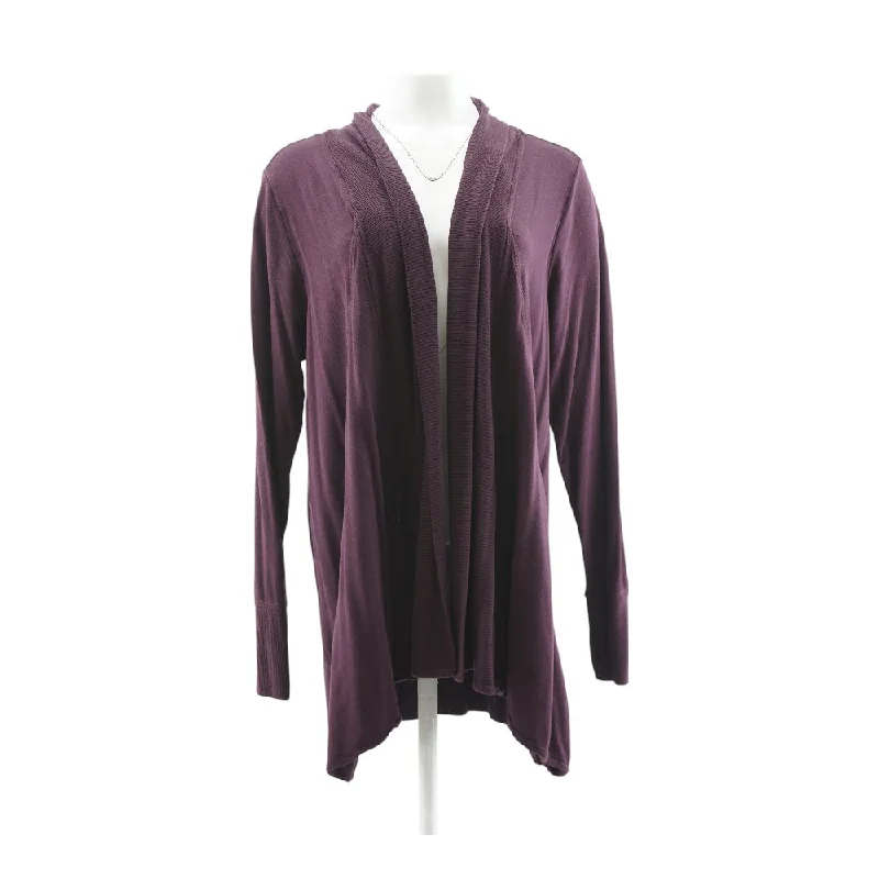 Burgundy Solid Cardigan Sweater Mesh Blend Leather Blend Suede Blend