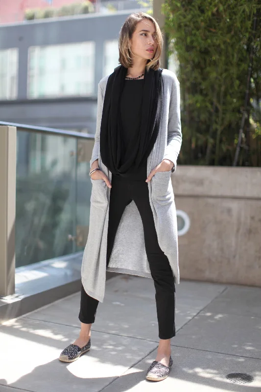 Long Sweater Cardigan with Shawl Collar Velvet Chenille Corduroy