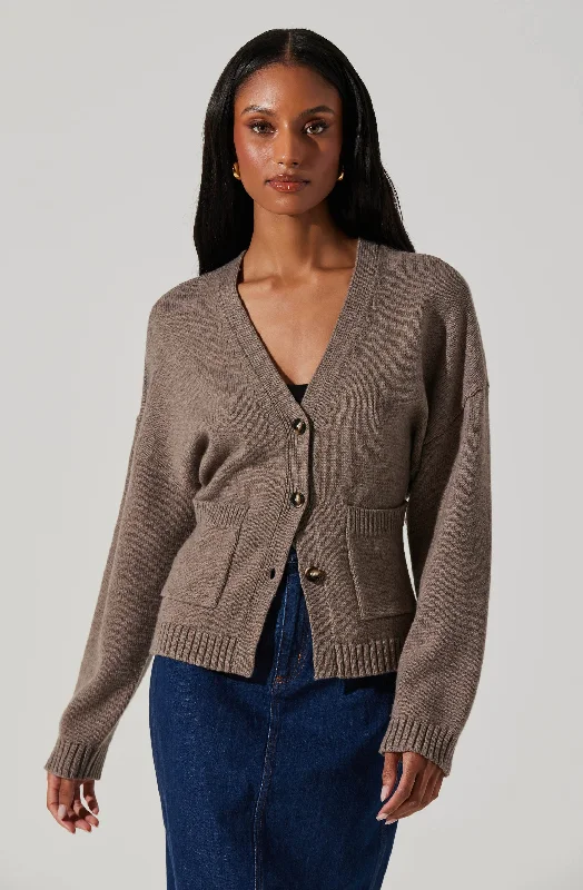 Saffi V-Neck Cardigan Tailored Straight A-Line