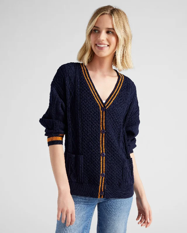 Varsity Stripe Cardigan Cashmere Blend Cotton Blend Poly Blend